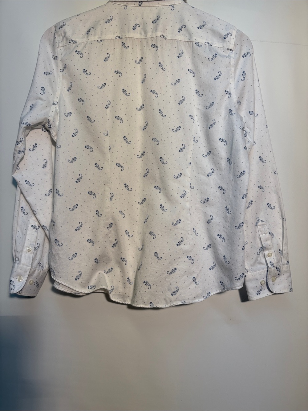 Chaps White Button-Down Shirt with Blue Paisley Print - Picture 3 of 9
